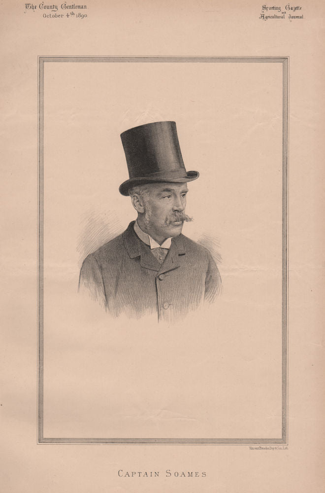 Captain Soames 1890 old antique vintage print picture